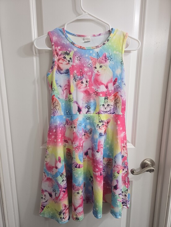 no brand Other - Skater Dress Girls XL Rainbow Caticorn Galaxy Print